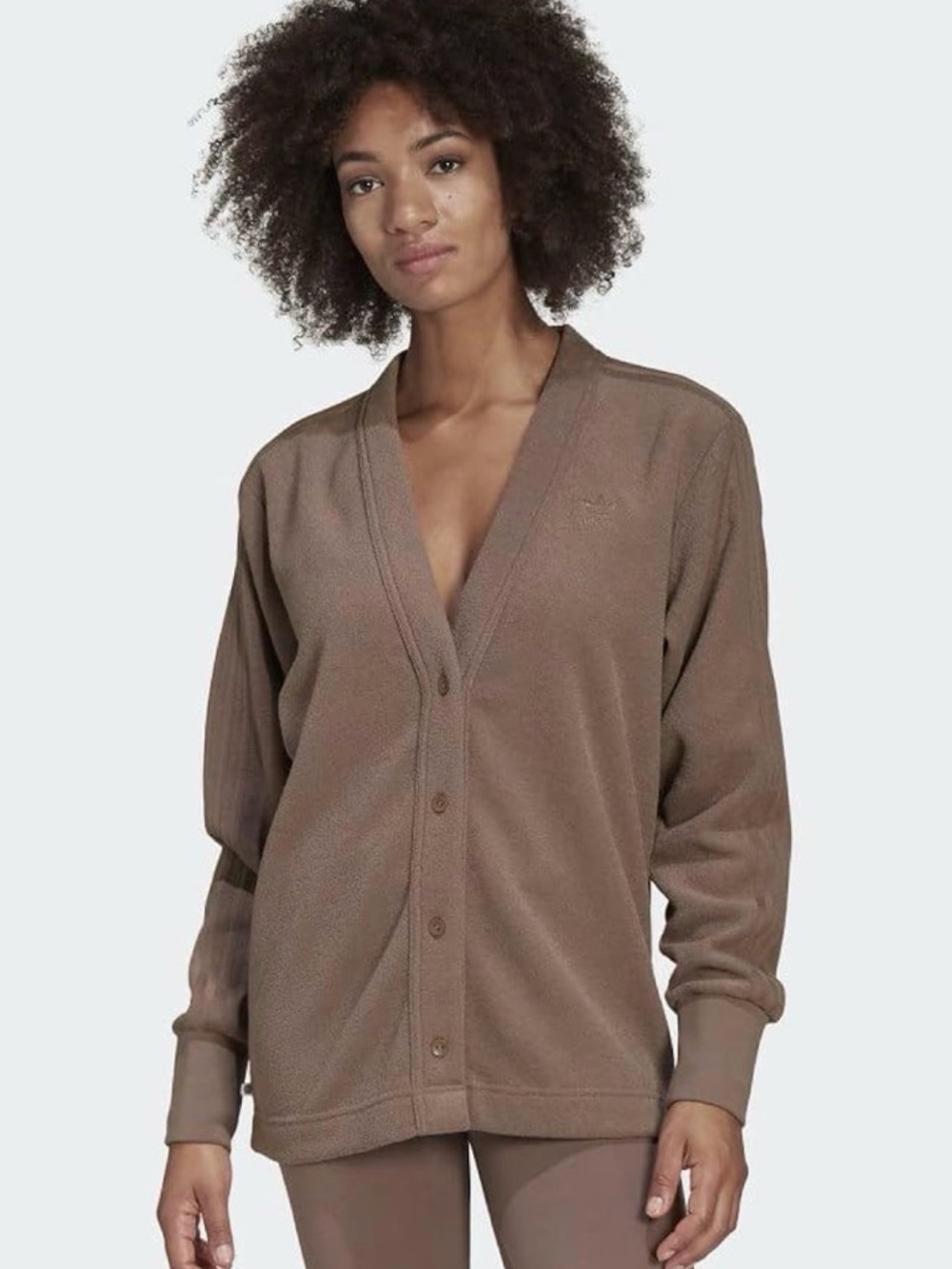 adidas Brown V-Neck Button Front Cardigan